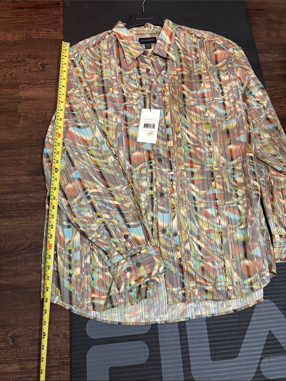 Jhane Barnes Multicolor Abstract Striped Button-Down Shirt - Picture 6 of 8